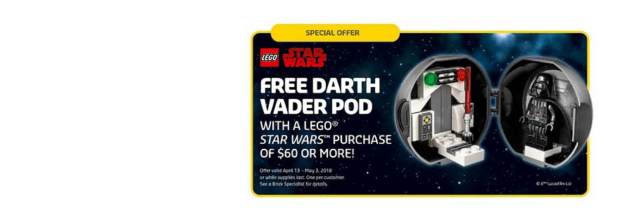 Free LEGO Star Wars 5005376 Darth Vader promo launches today